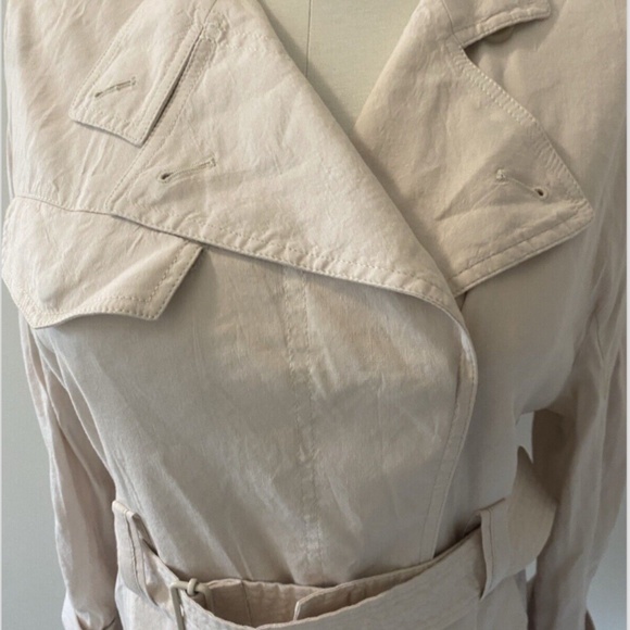 Women's Vince Drapey Belted Linen Blend Jacket Sand Glow Size SMALL Retail $445 - Picture 6 of 15
